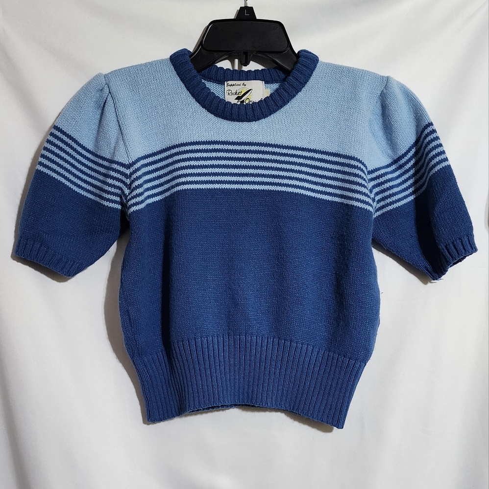 Blue Striped Short Sleeve Sweater Rocket Originals